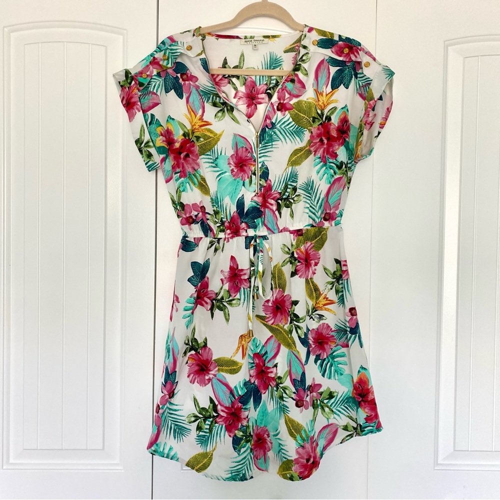 Hawaiian Print Zipper Dress